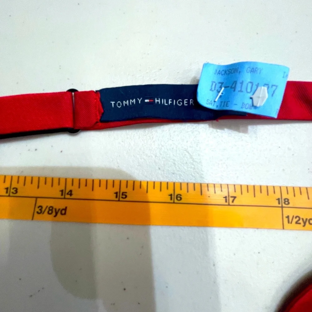 Fire Engine RED Tommy Hilfiger 100 % silk Bow Tie